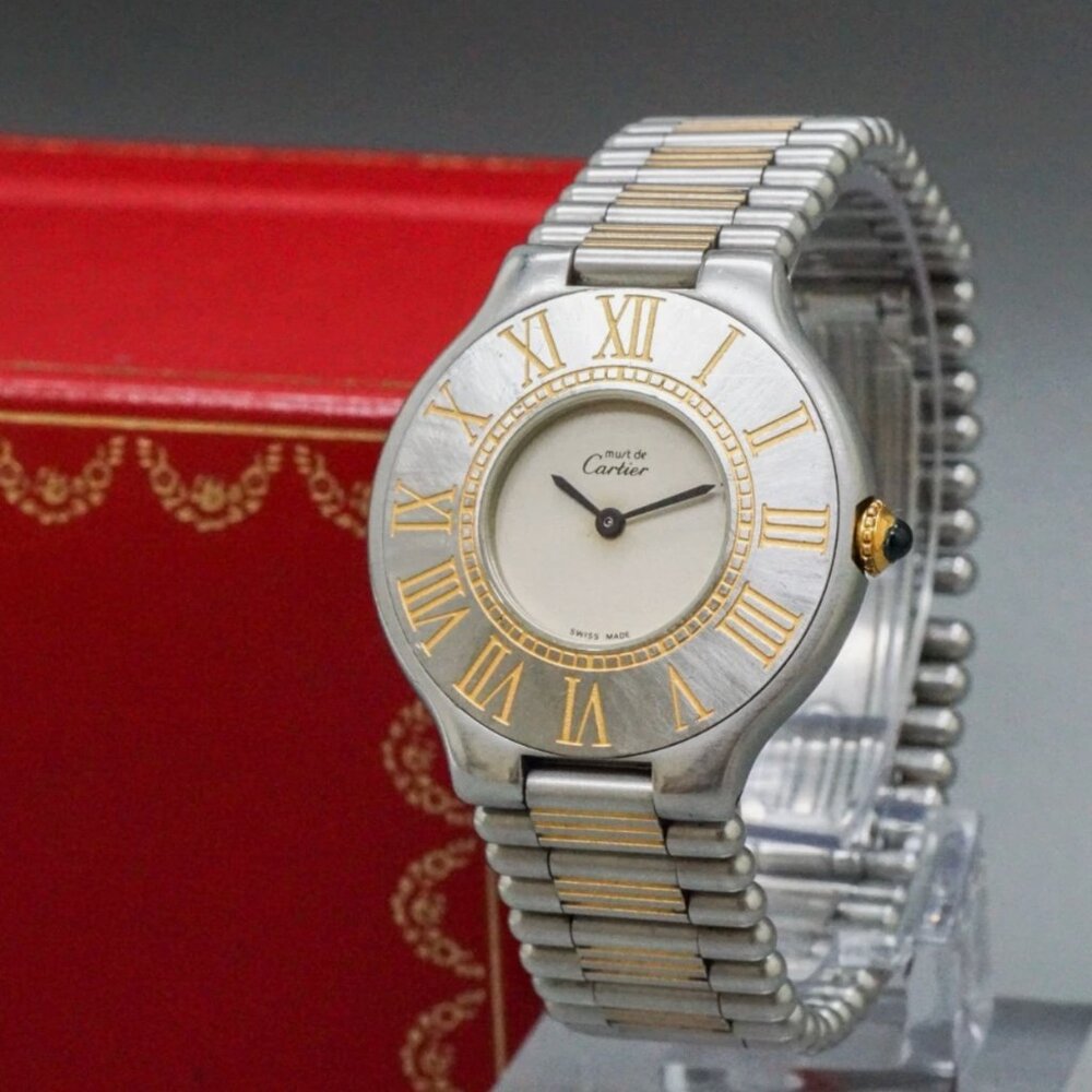 CARTIER Must De 21 Gold Silver 31mm Unisex Quartz Watch